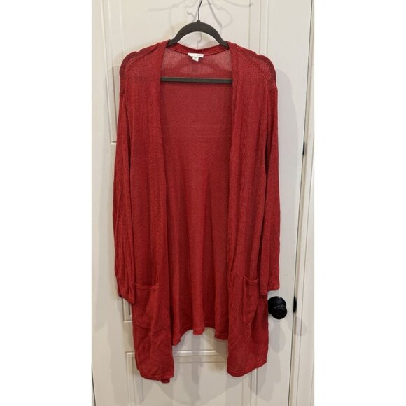 J. Jill Sweaters - J. Jill 3xl Pink Long Cardigan Sweater Light-Weight Pockets EUC Workwear Casual